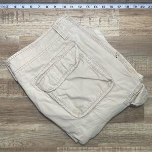 LL Bean Faded Stained Utility‎ Ripstop Canvas Cargo Pants Men 38x34 Tan Vintage